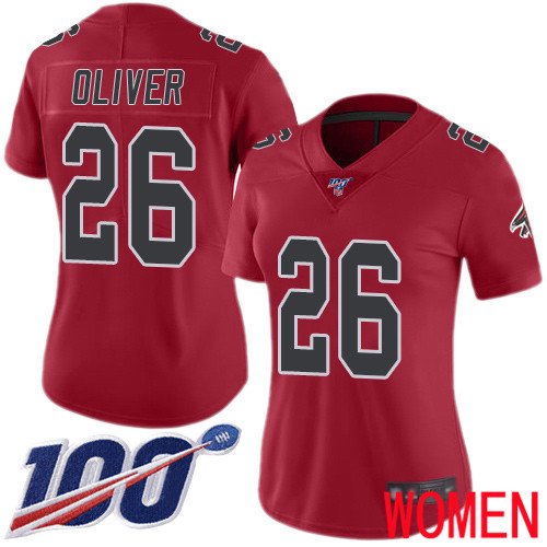 Atlanta Falcons Limited Red Women Isaiah Oliver Jersey NFL Football #26 100th Season Rush Vapor Untouchable->women nfl jersey->Women Jersey